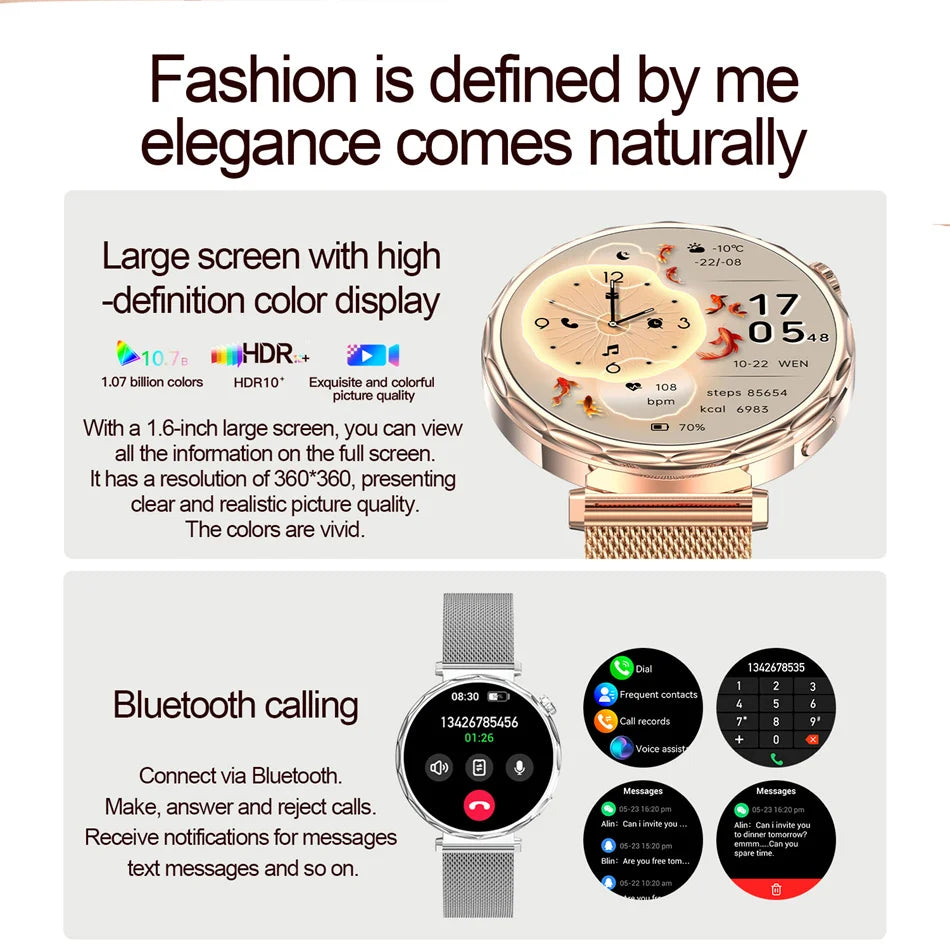 2025 New GPS Tracking Smartwatch Women AMOLED HD Screen Heart Rate Bluetooth Call IP68 Waterproof Smart Watch Android IOS