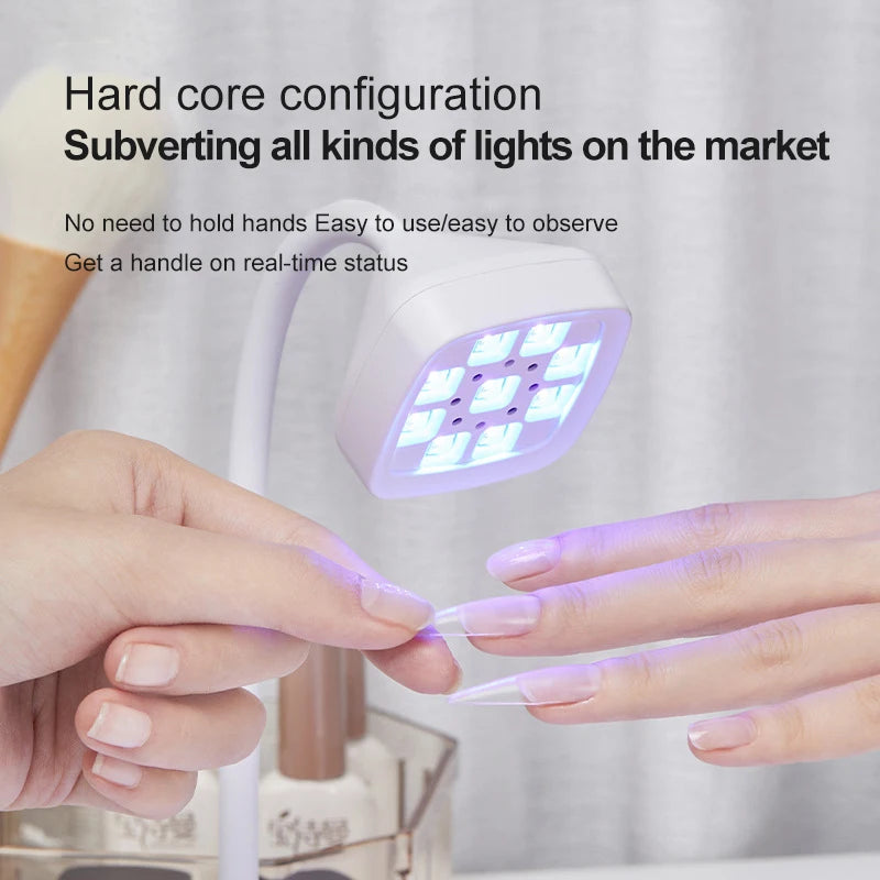 Rechargeable 9 LED UV Desk Lamp 360° Bendable for Nails Gel Polish Quick Dry Portable Manicure Salon  Wireless Nail Dryer Tools