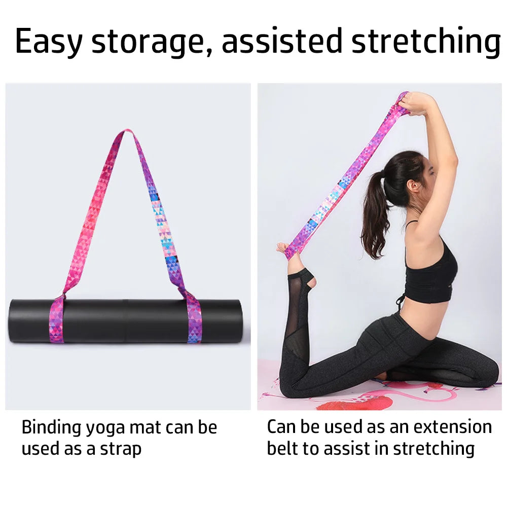 Nylon Colorful Straps Yoga Mat Strap Belt Adjustable Sports Sling Shoulder Carry Strap Belt Exercise Stretch Elastic Yoga Belt