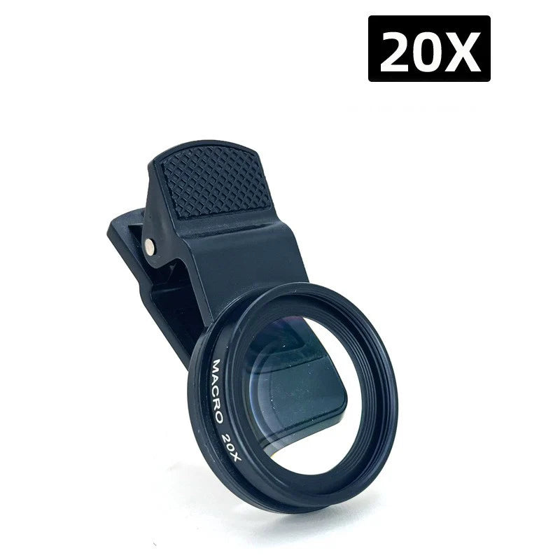 Macro Lens for Mobile 20X Fill Ring Light Selfie Live Lamp Camera Lens with LED Universal Flash Smartphone Portable Light Clip