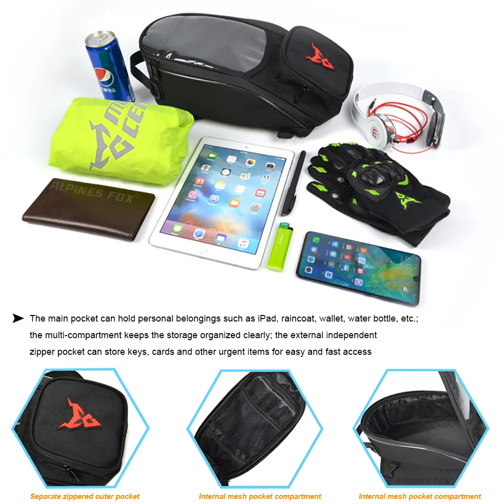 Waterproof Magnetic Motorcycle oil Fuel Tank Bag Navigation Universal Motorbike Riding Cycling Tool Backpack Portable