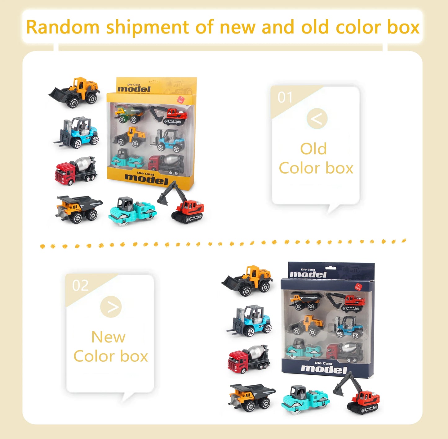 6pcs/set Alloy Engineering Truck Toy Loader Vehicle Excavator Tractor Toys Car Classic Construction Model for 3 years Boys Gifts
