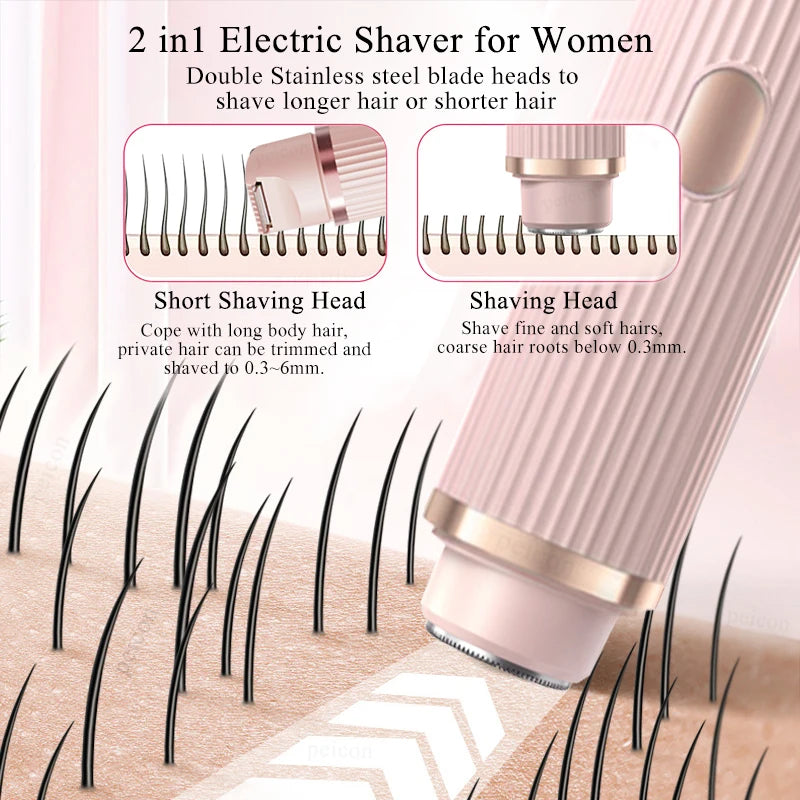 Beard Trimmer 2 in 1 Electric Shaver for Women Double Head Body Hair Removal Underarm Bikini Beard Hair Trimmer Electric Razor