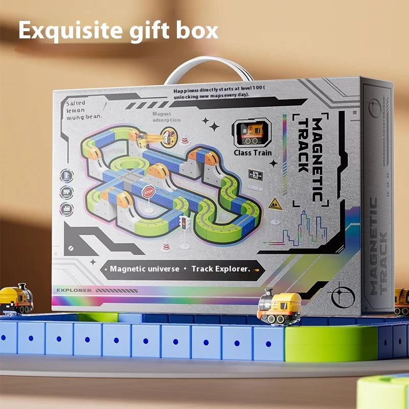 Magnetic Car STEM Racing Car Railtrack Set 2025 - Montessori Motorized Train & Gravity Maze Toy, Educational Gift for Kids