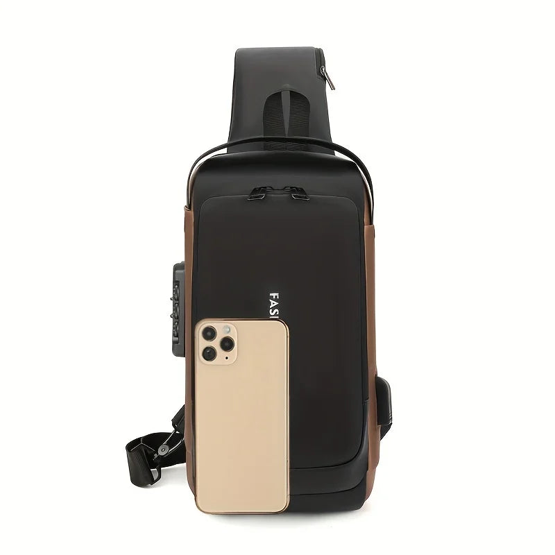 Password Lock Anti-Theft Men's Bag Men's Chest Bag Casual Sports Small Backpack Shoulder Crossbody Bag Motorcycle Bag