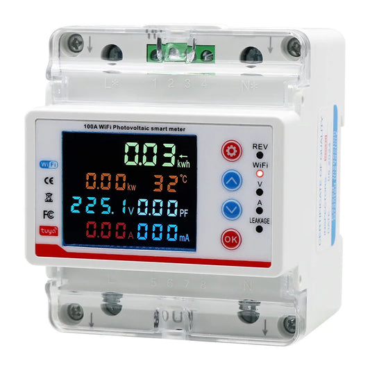 Tuya Smart Life  WiFi Single Phase 100A Energy monitor Two-way Prepaid Meter Auto-reclosing Voltage Current Protector Timer