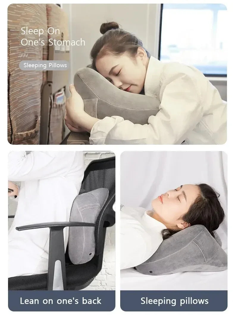 Neck Pillow Travel U-shaped Pillow Inflatable Pillow H Hooded Nap Pillow Outdoor Car Long-Distance Aircraft Neck Pillow