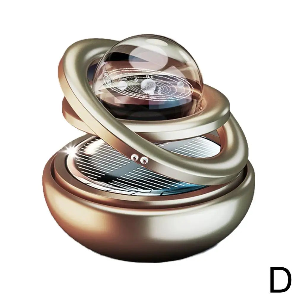 Car Air Freshener Solar Energy Air Purifier With incense tablets Autorotation Interstellar Ball Double Ring Suspension Decor
