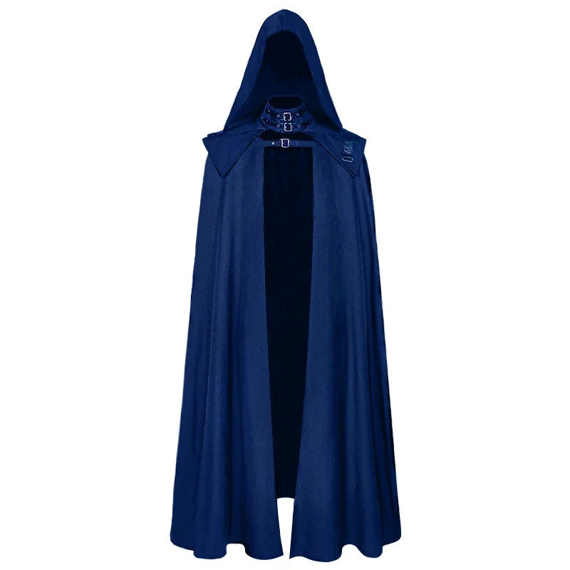 2025 Vintage Euro-American Medieval Wizard Cosplay Costume, Halloween Gothic Hooded Wizard Death Cloak Cape Unisex ,Plus Size