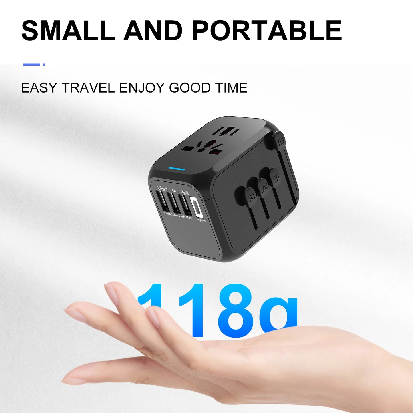 Universal Travel Adapter 3 USB 1 Type-C Port Fast Charging International Plug Adapter For EU UK US Australia Power Charger