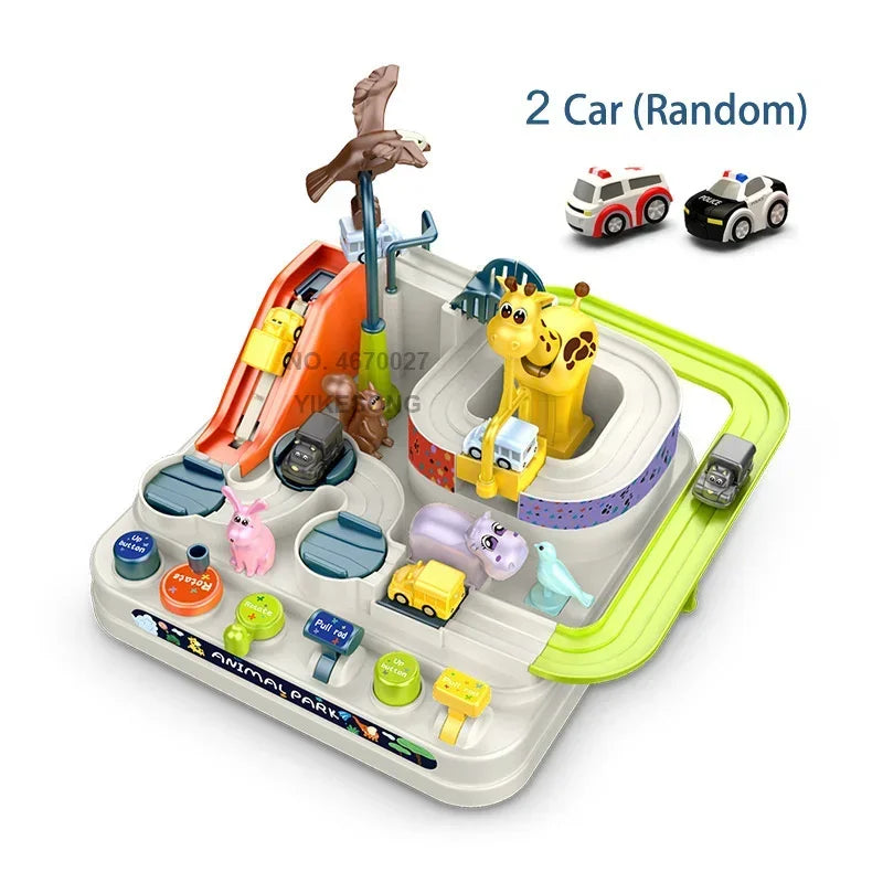 Children educational novelty toys Racing Rail Cars Model inertial gliding track car adventure Mechanical Interactive Toy for kid