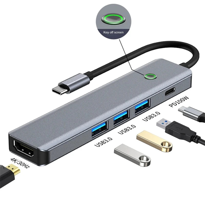 USB C 3.0 HUB Type C to Multi 4K HDMI Monitor Video Converter RJ45 Ethernet VGA PD Power Adapter Docking Station Laptop Splitter