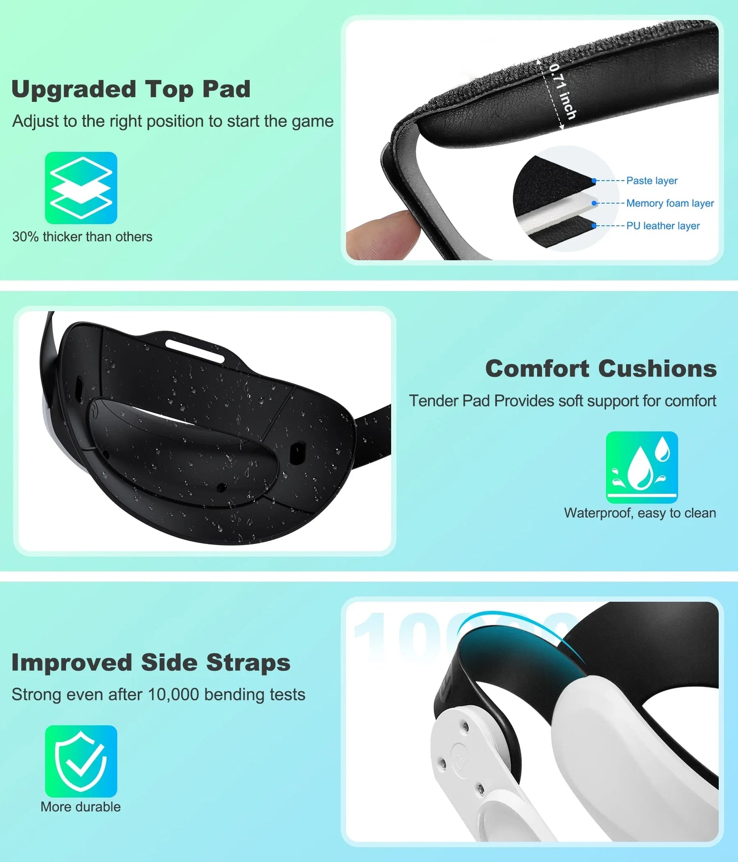 BEBONCOOL Adjustable Head Strap for Meta Quest 3S/Quest 3/Quest 2 Headstrap for VR Headset Accessories Enhanced Support