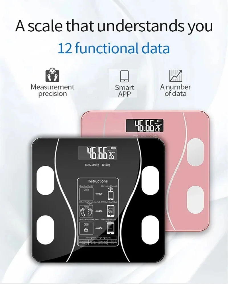 Smart Body Fat Scale Wireless LED Digital Bathroom Weight Scale Body Composition Analyzer Testing Scale