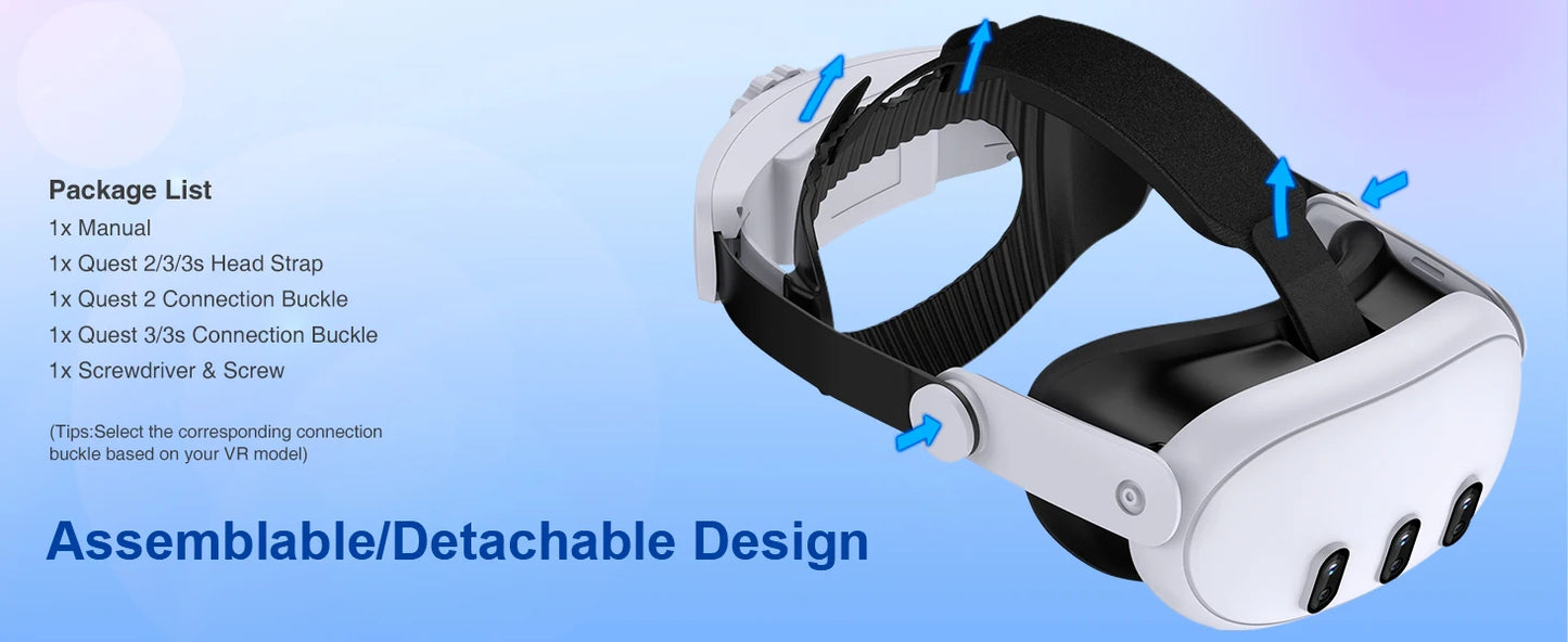 BEBONCOOL Adjustable Head Strap for Meta Quest 3S/Quest 3/Quest 2 Headstrap for VR Headset Accessories Enhanced Support