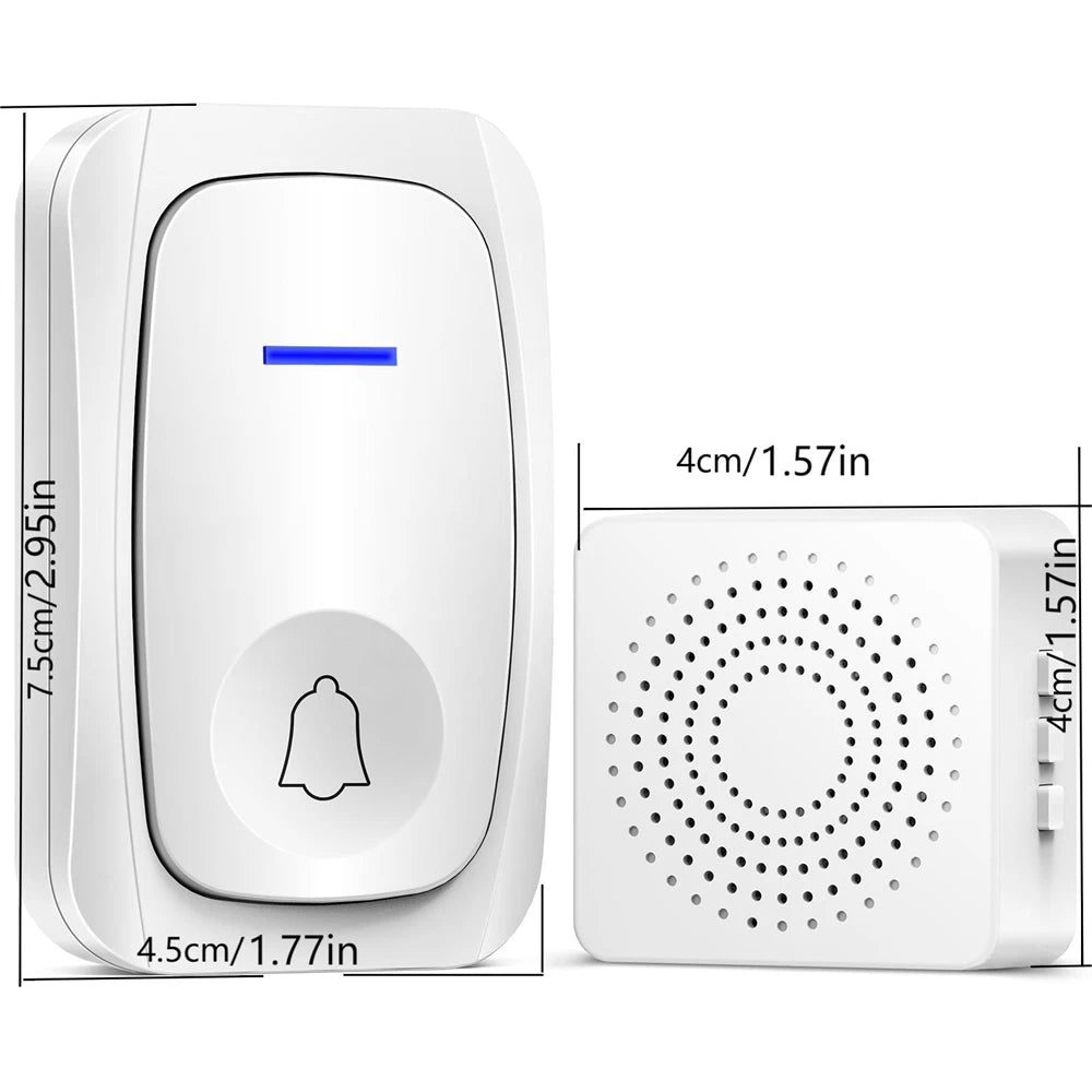 USB Wireless Doorbell Waterproof Welcome Chime Home Door Bell Intelligent Three-speed volume 38 Songs Smart Melodies Alarm