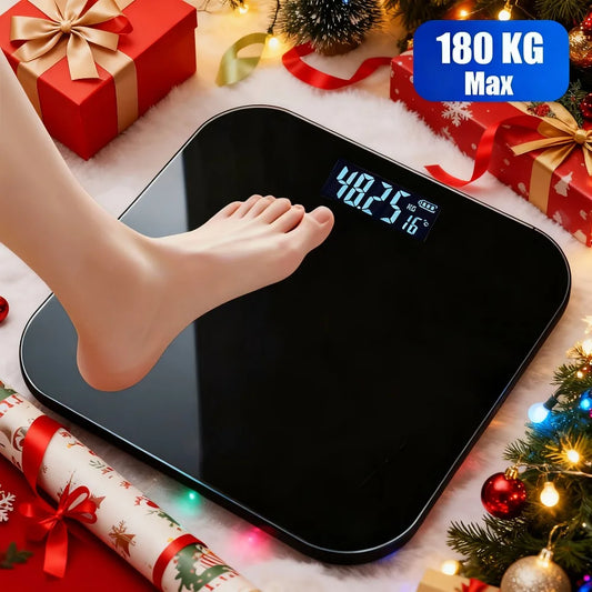 Smart Electronic Scale High Precision Body Fat Measurement Battery Powered LCD Display with Temperature Elegant Black Design