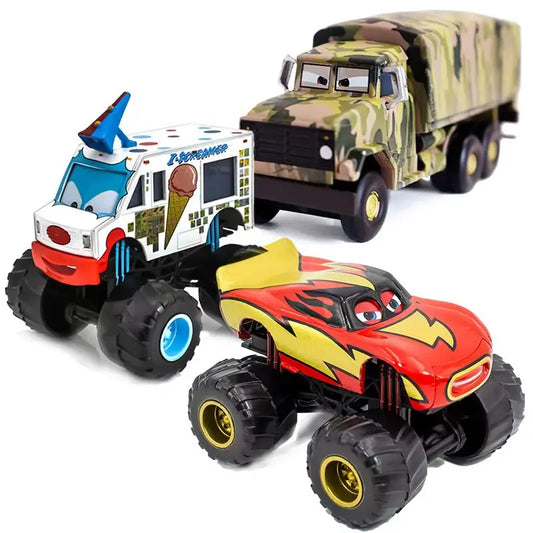 Pixar Cars 2 3 Wrestler Mater And Lightning Mcqueen Racing Series Metal Alloy Vehicle Toys For Kids High Legged Collectible Gift
