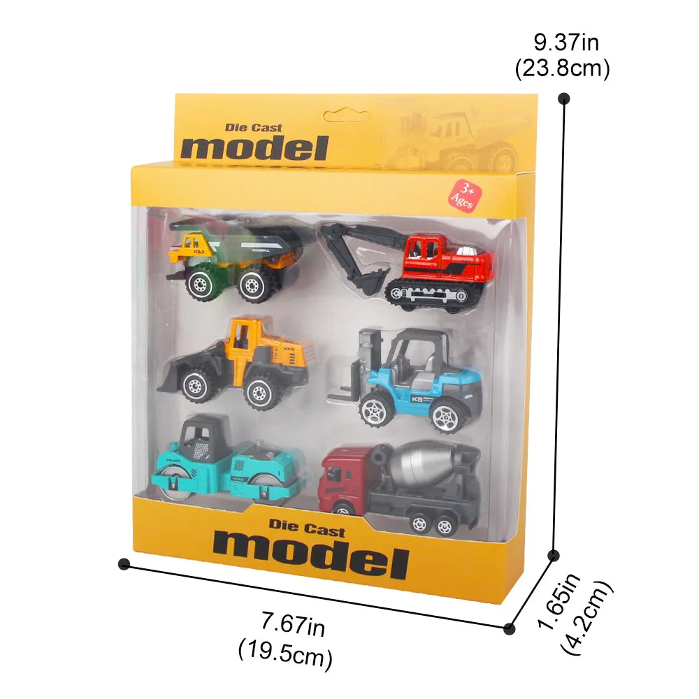 6pcs/set Alloy Engineering Truck Toy Loader Vehicle Excavator Tractor Toys Car Classic Construction Model for 3 years Boys Gifts