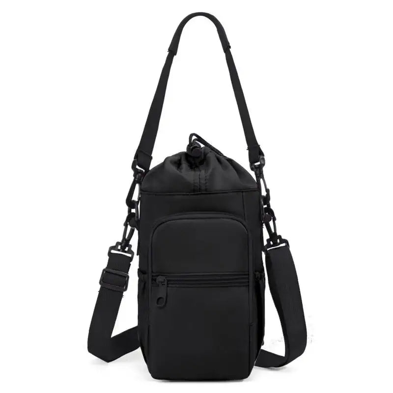 Portable Water Bottle Bag with Adjustable Strap Thermal Mugs Insulated Protective Cover Phone Pocket Outdoor Sports Travel Bag