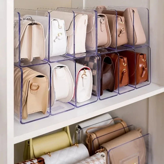 Handbag Storage Organizer Rack Wardrobe Divider Shelf Bag Storage Rack Transparent Purse Handbag Divider Shelf Bags Display Rack