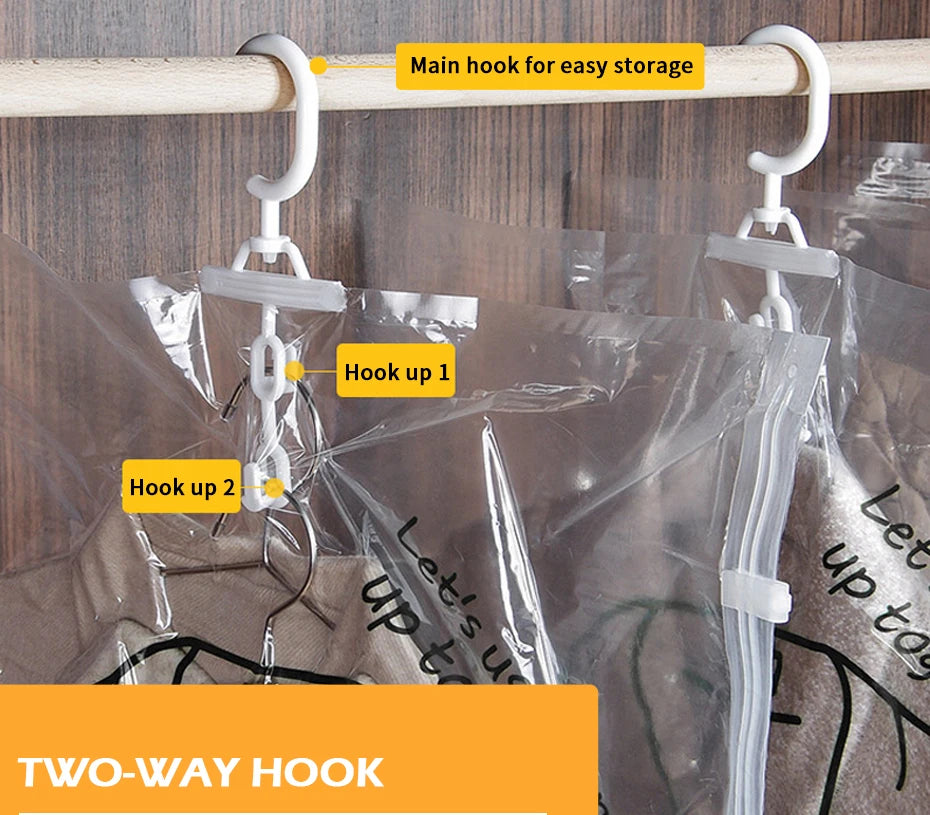 Hanging Vacuum Storage Bags Space Saver Bags Vacuum Seal Storage Bag for Suits Dress Coats Jackets Closet Organizer and Storage