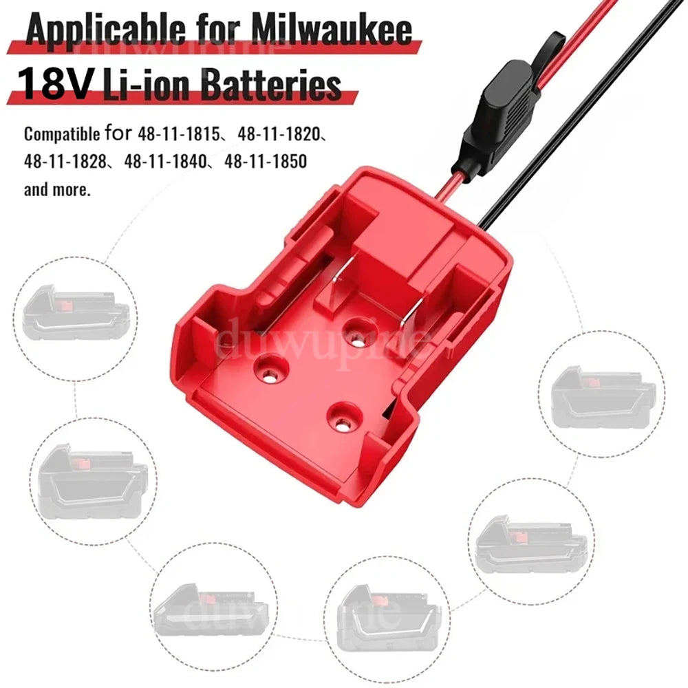 Igniter Jump Starter for Makita DeWalt Milwaukee 18V Battery Car Booster Cable with Fuse Automotive Emergency Power DIY Adapter