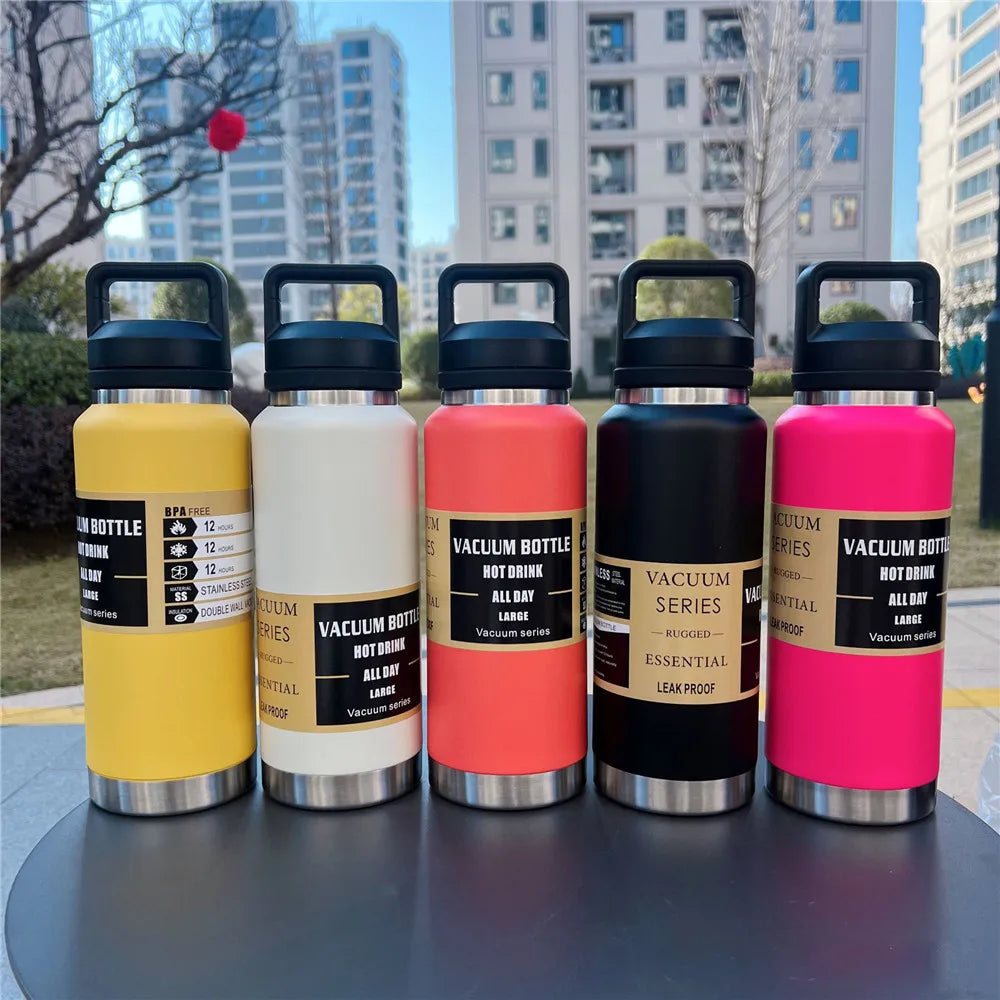 800ml 1100ml Large Capacity Water Bottle Stainless Steel Thermos Vacuum Insulated Flask Bottle Leakproof Sports Portable Tumbler