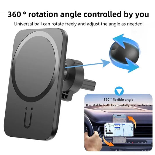 Car Air Vent Magnetic Phone Holder 15W Wireless Charger For Magsafe iPhone 16 15 14 13 12 Pro Max Auto Fast Charging Pad
