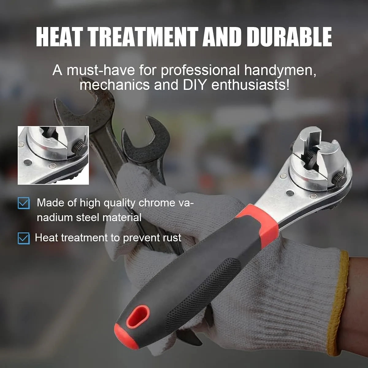 Adjustable Wrench Heat Treated Ratchet Wrench for 6-22mm Universal Adjustable Socket Wrench Ratcheting Wrench Set