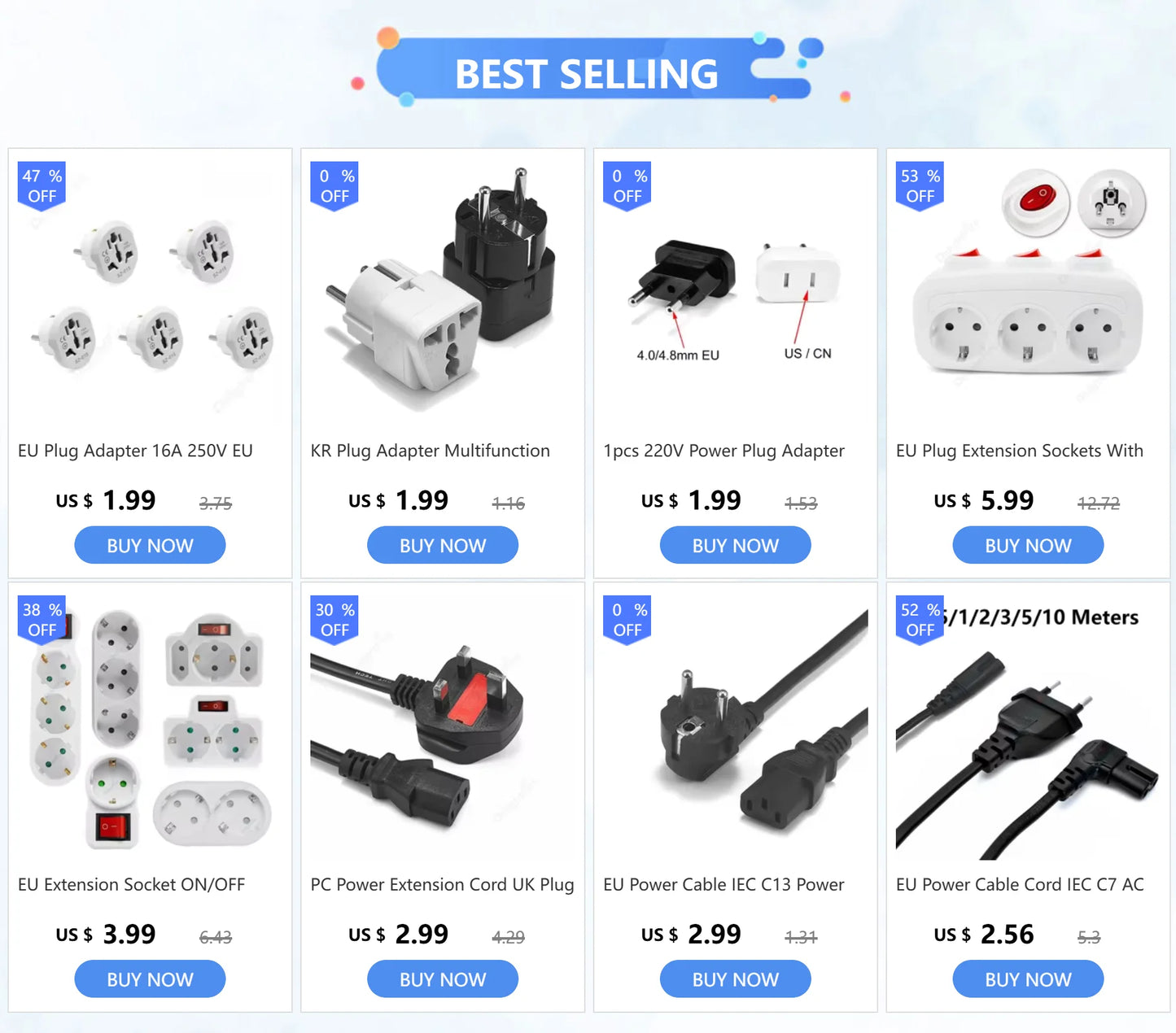 Universal US Travel Adapter UK AU EU To US  Plug Canada Mexico Plug Converter Ameican Power Charger Electrical Socket AC Outlet