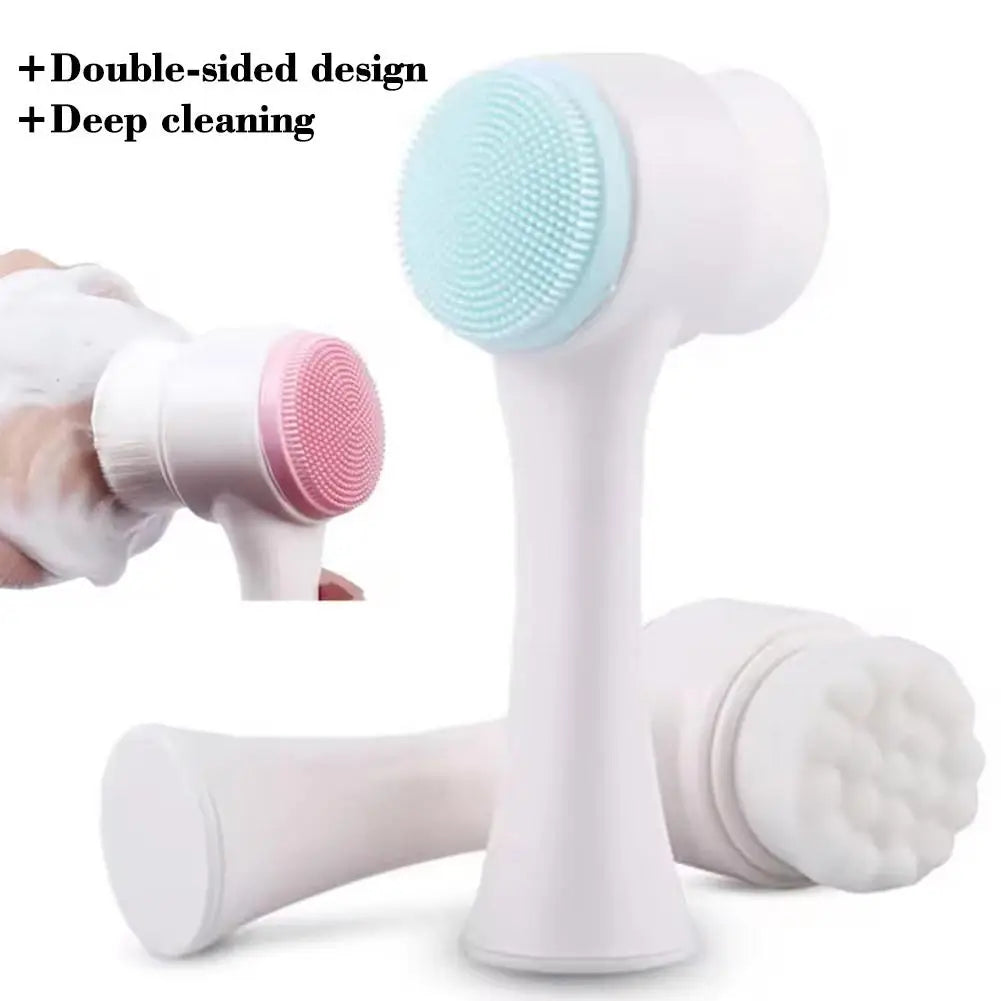 3D double sided silicone Face Cleansing Brush Soft Bristles Exfoliator Gentle Face washing and scrubbing tool