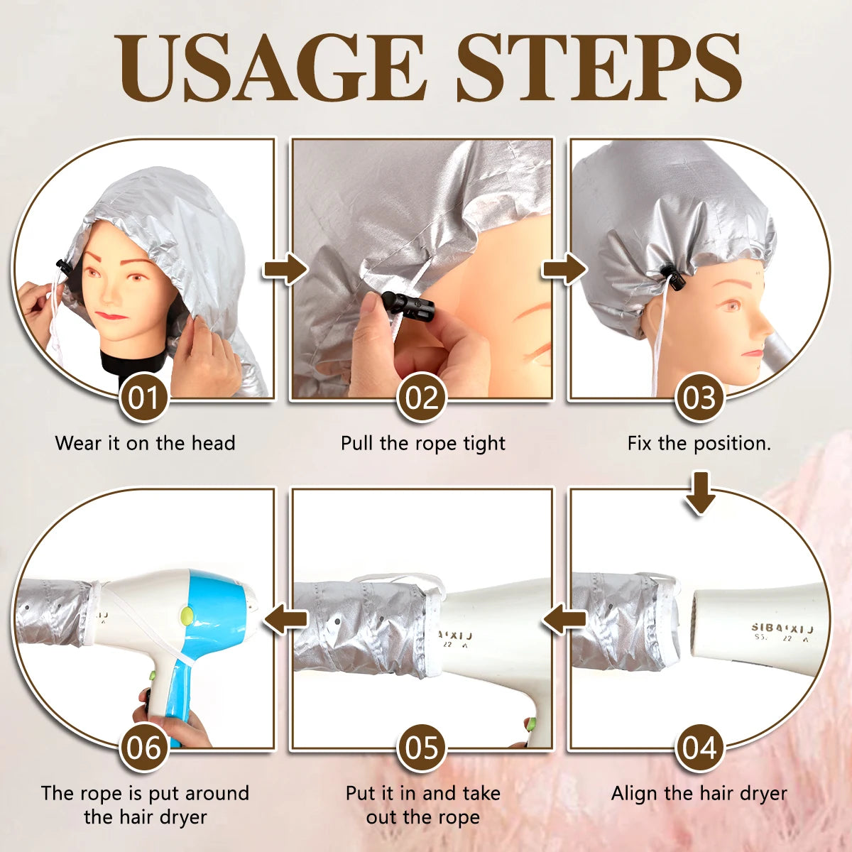 Portable Hair Bonnet Dryer Cap Lazy Man Nursing Dye Hair Modelling Hair Dryerr Cap Hair Dryer Heating Set Household Cap Fast