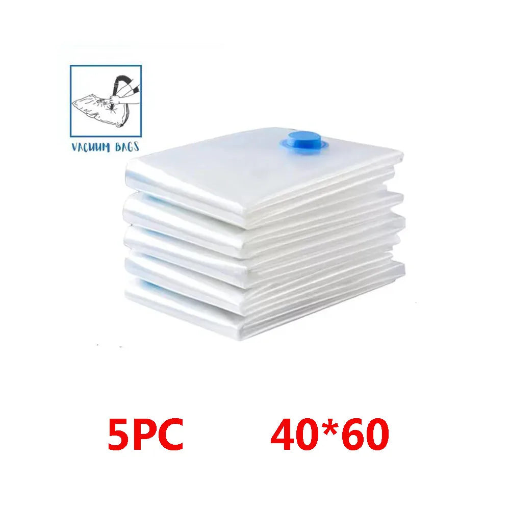 1/5 Pack Vacuum Storage Bags, Space Saver Bags Compression for Comforters and Blankets, Sealer Clothes Travel Packing Organizer