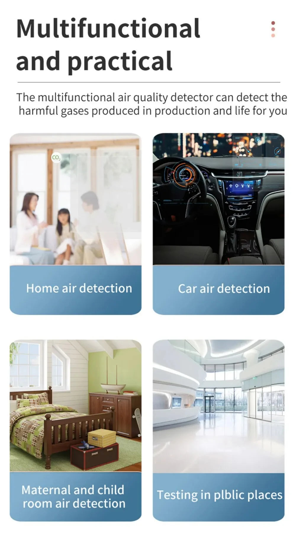 6 In 1 Air Quality Monitor Multifunctional Automatic Display Indoor Office Wall Hanging Screen Display Air Detector Household