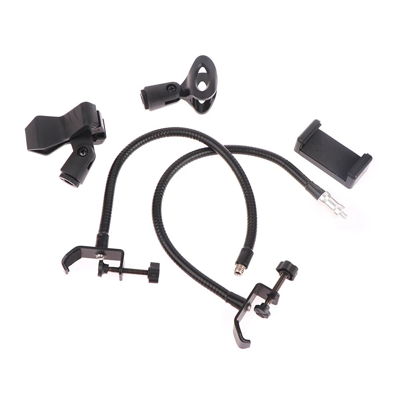 Flexible Microphone Gooseneck phone Stand with Desk Clamp for Radio Studio Live Broadcast Equipment Stations Universal Holder