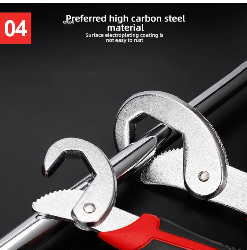 Multipurpose Universal Adjustable Wrench - Quick-Adjust Jaw, All-in-One for Pipe Work & Plumbing | Portable Field Work Tool, Dur