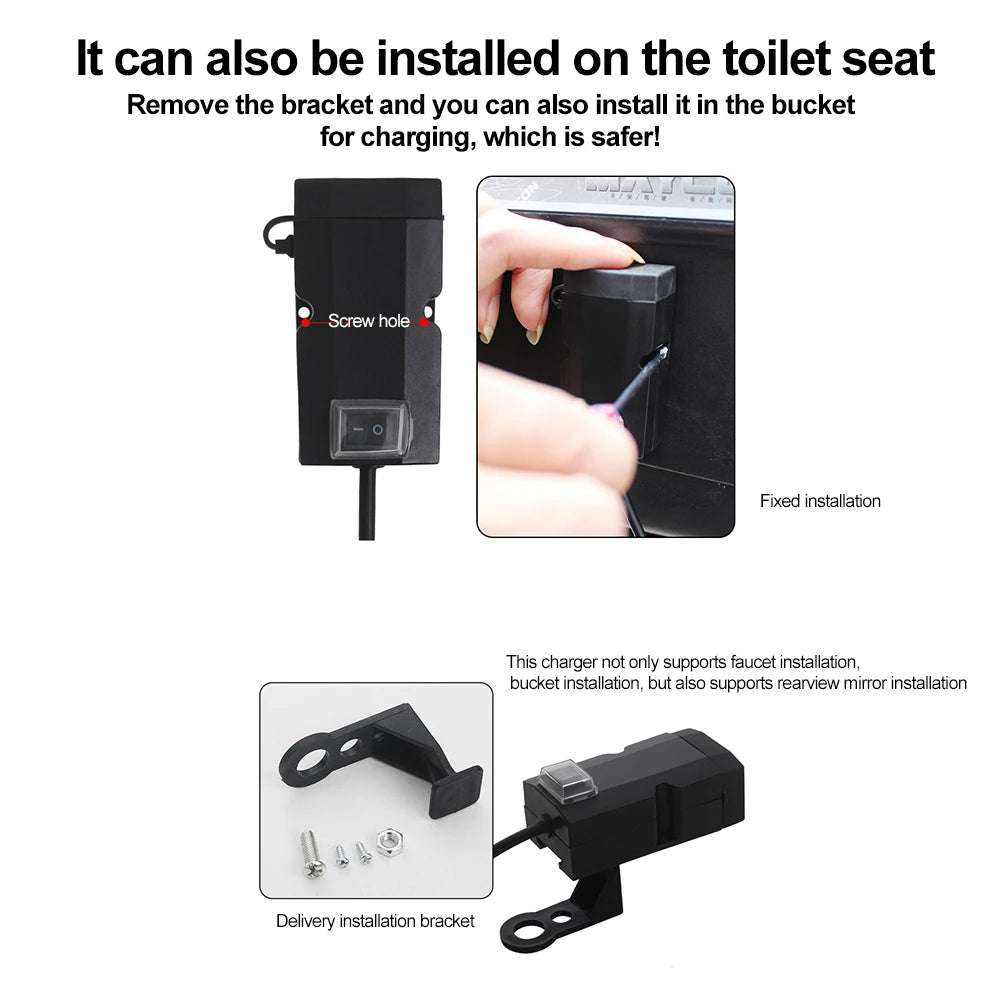 Updated Motorcycle Dual USB Charger with ON/OFF Switch Waterproof Motorbike Handlebar Phone Charger Fast Charging Socket