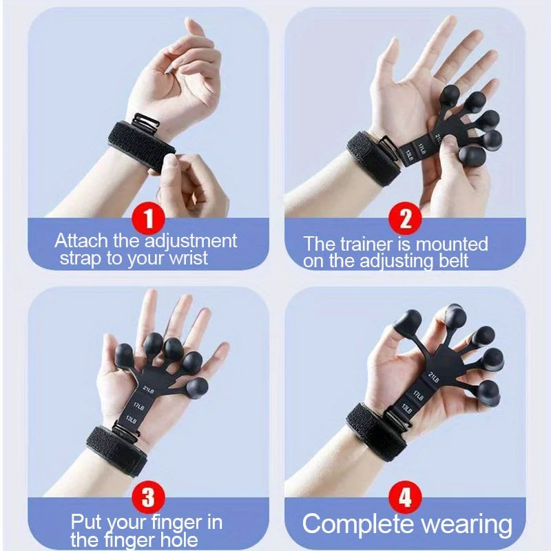 Adjustable non-slip finger trainer, 5-finger opening design portable grip strengthener, dedicated for basketball training