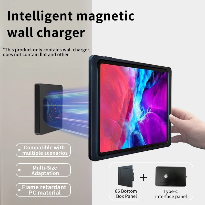 Wall Mounted Tablet Holder Wireless Charger Magnetic Bracket Type-C USBC for Android iPad Home Central Control Panel Accessories