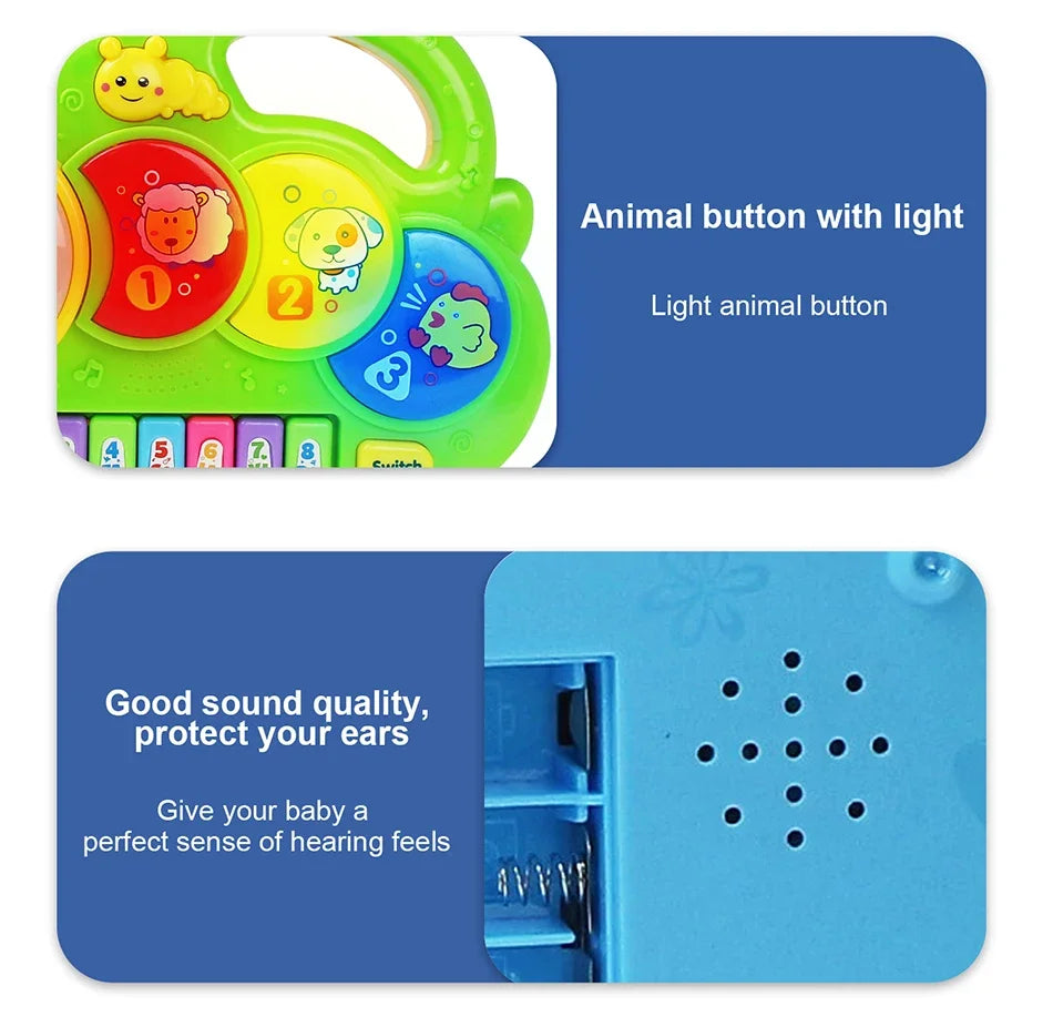 Baby Musical Toy with Animal Sound Kids Piano Keyboard Electric Flashing Music Instrument Early Educational Toys for Children