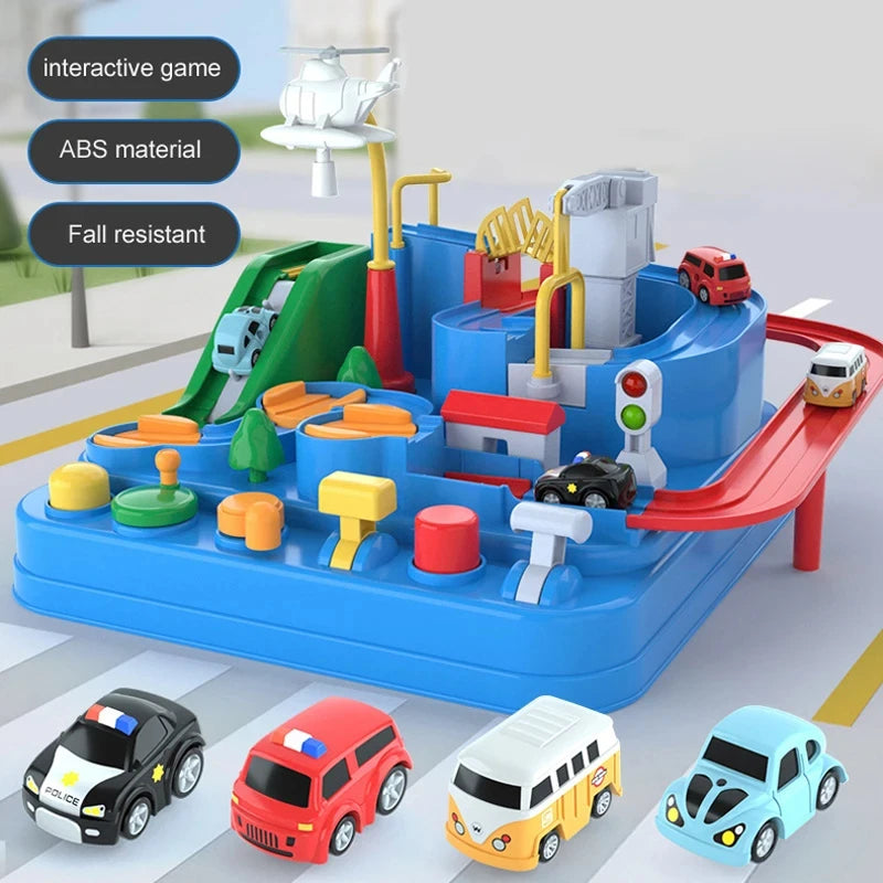 Children educational novelty toys Racing Rail Cars Model inertial gliding track car adventure Mechanical Interactive Toy for kid