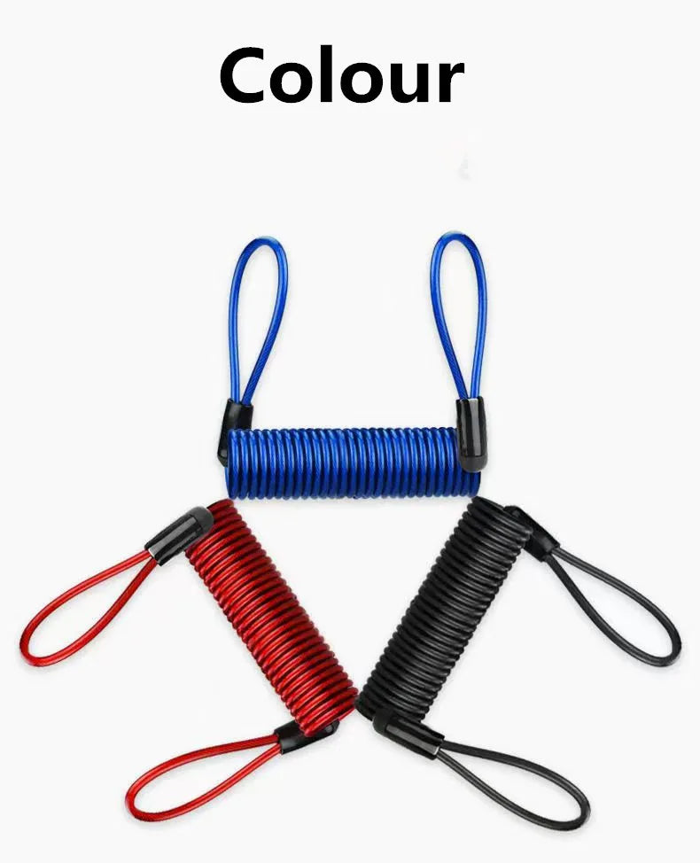 1.5m Bike Spring Cable Lock Anti Theft Rope Alarm Disc Lock For Motorcycle/Bike Scooter Security Reminder Protection Accessories