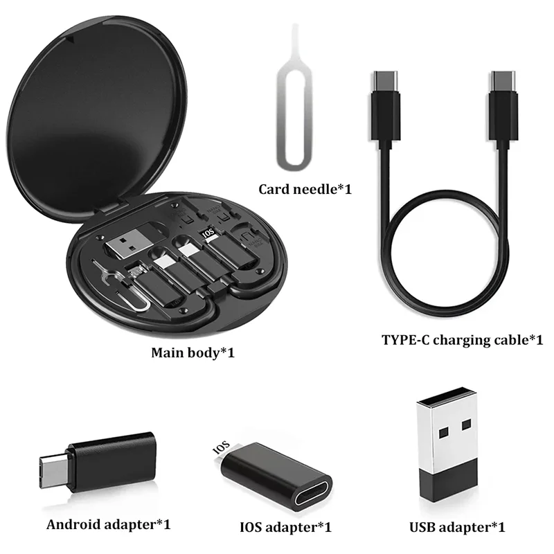 Multi USB Type C to C 60W Charging Adapter Cable Kit Box USB C to Lighting Conversion Set USB & Type C to Micro/Type C/Lighting