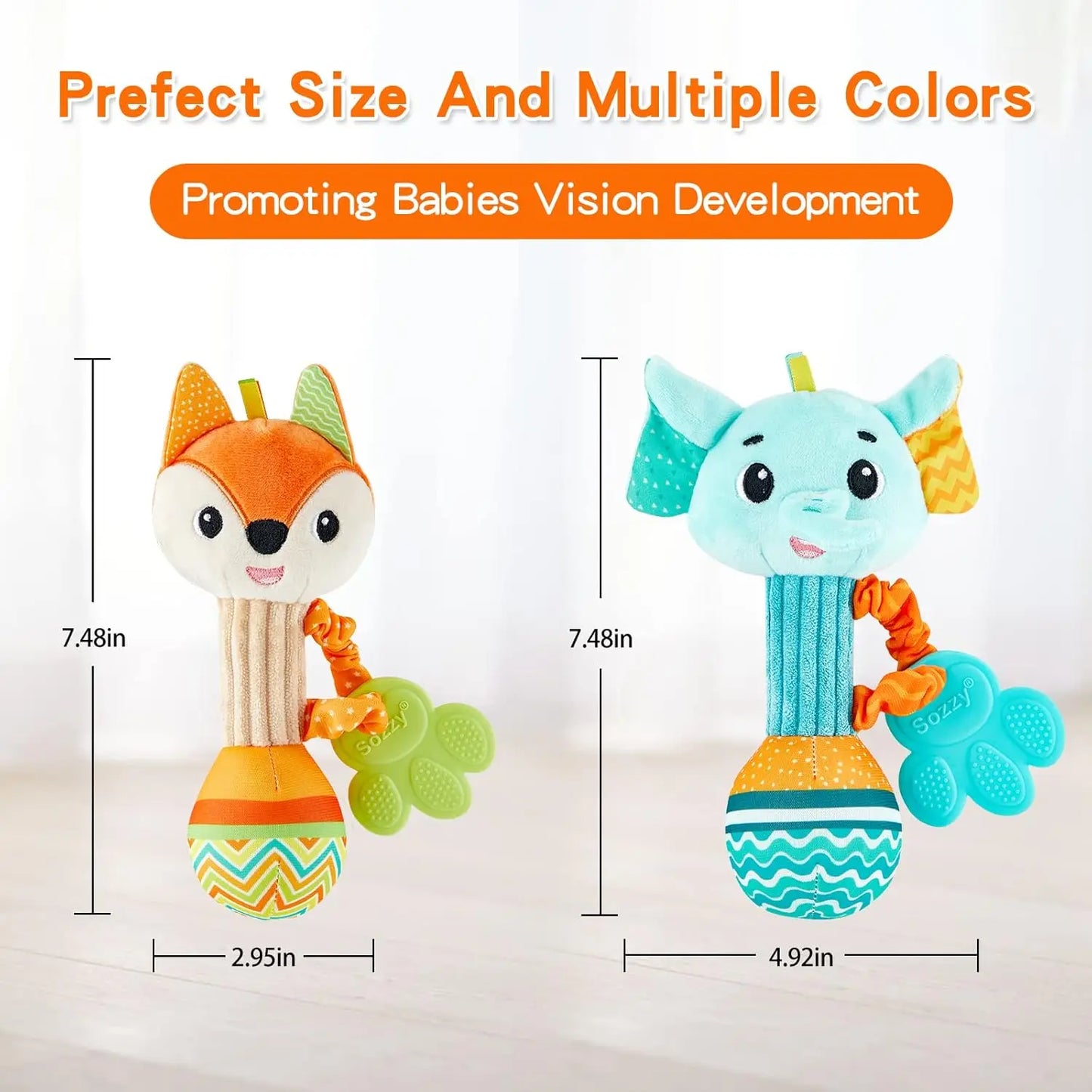 Baby Rattles Soft Hand Grab Sensory Shaker Teething Toys for BabiesSensory Plush Animal Toys for 0 12 Months Newborn Toys Gifts