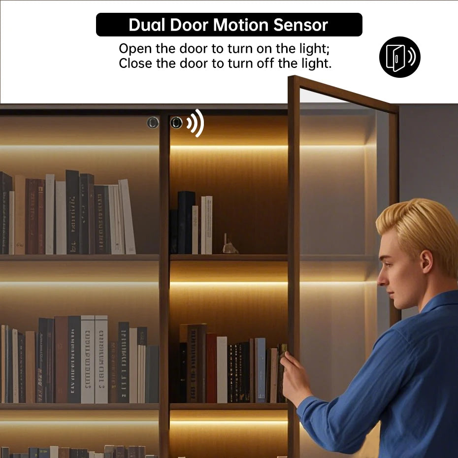 LED Strip Sensor Switch DC12 24V Touch/PIR Motion/Dual Door Sensor for Cabinet Closet & Drawer DIY Shelf Showcase Lighting