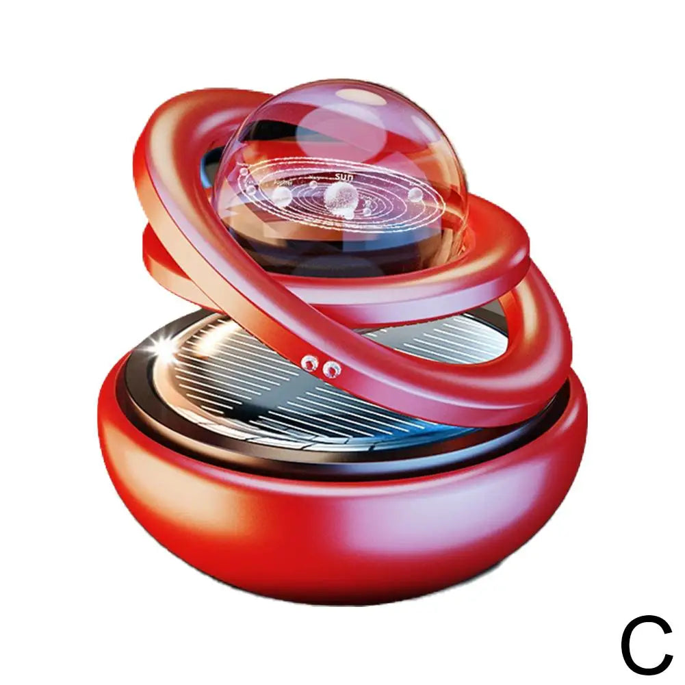 Car Air Freshener Solar Energy Air Purifier With incense tablets Autorotation Interstellar Ball Double Ring Suspension Decor