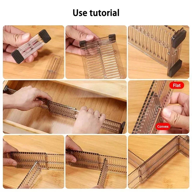 2pcs/set Adjustable Clapboard Drawer Divider Partition DIY Durable Storage Organiser Wardrobe Closet Punch-free Separator Tools