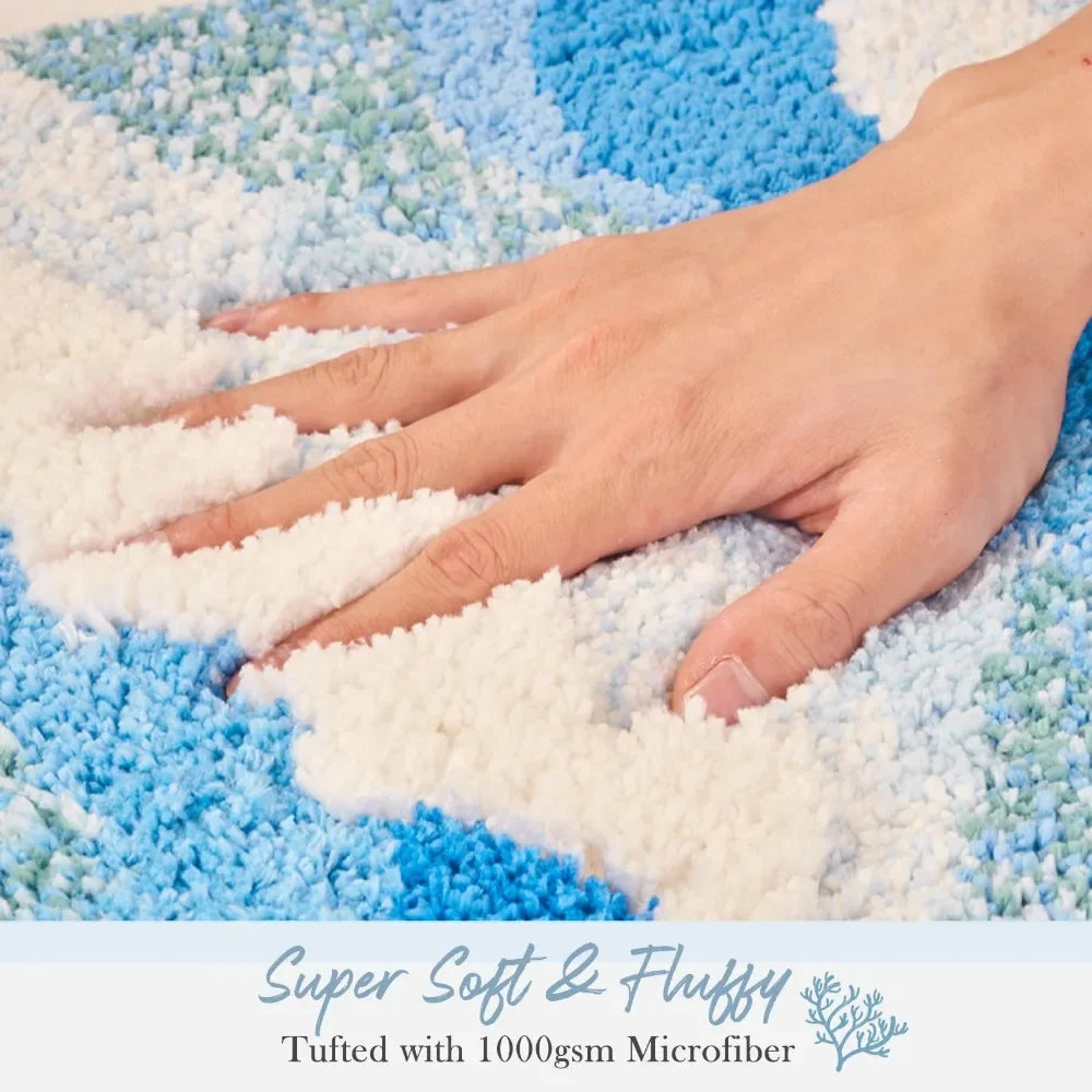 Aesthetic Wave Rug Creative Tufting Antislip Bathroom Carpet Ocean Sea Tufted Carpet House Decoration Livingroom Mat Bedside Rug