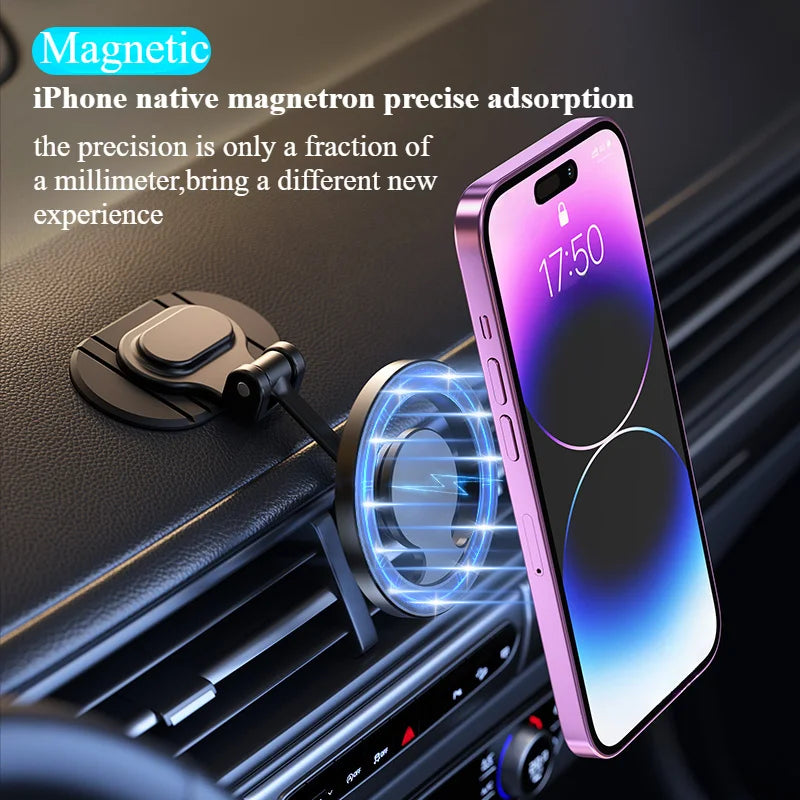 1040° Rotation Magnetic Car Phone Holder All-Metal Magnetic Cell Phone Stand Dashboard Mount For Magsafe iPhone 16 15 14 13 12